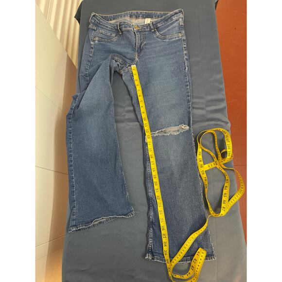 & Denim Low Waist Boot Cut Medium Blue Jeans Size 14 Pre-owned - Picture 7 of 9